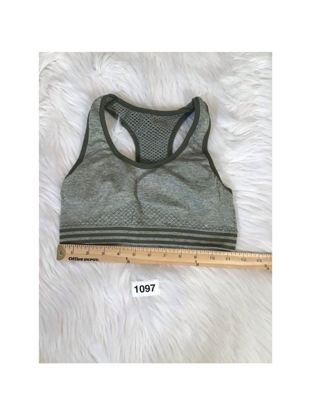 Forever 21 Womens Sport Bra Top Small Green Sleeveless Scoop Neck Mesh Heathered